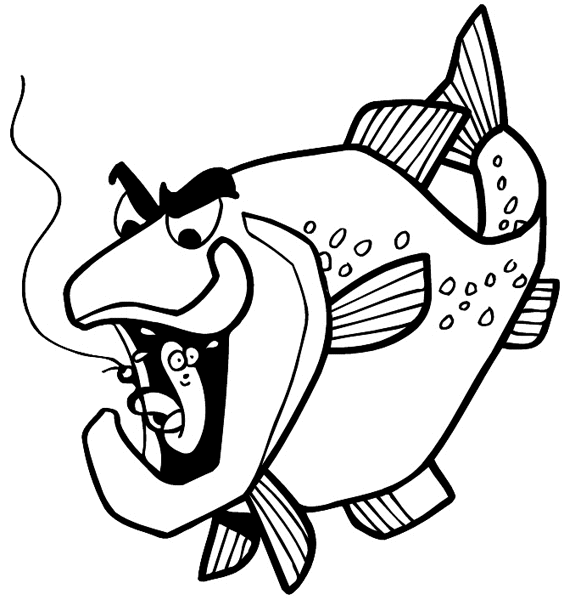 Fish with worm in it's mouth vinyl sticker. Customize on line. Fishing 038-0123